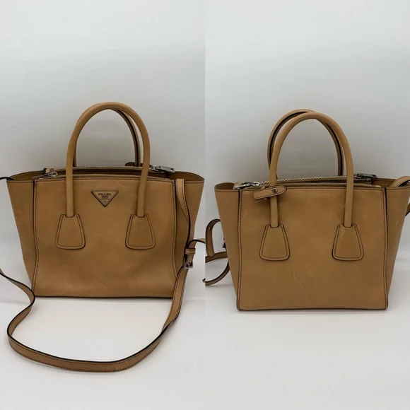 Authentic Prada light brown Calfskin leather tote - Picture 2 of 15